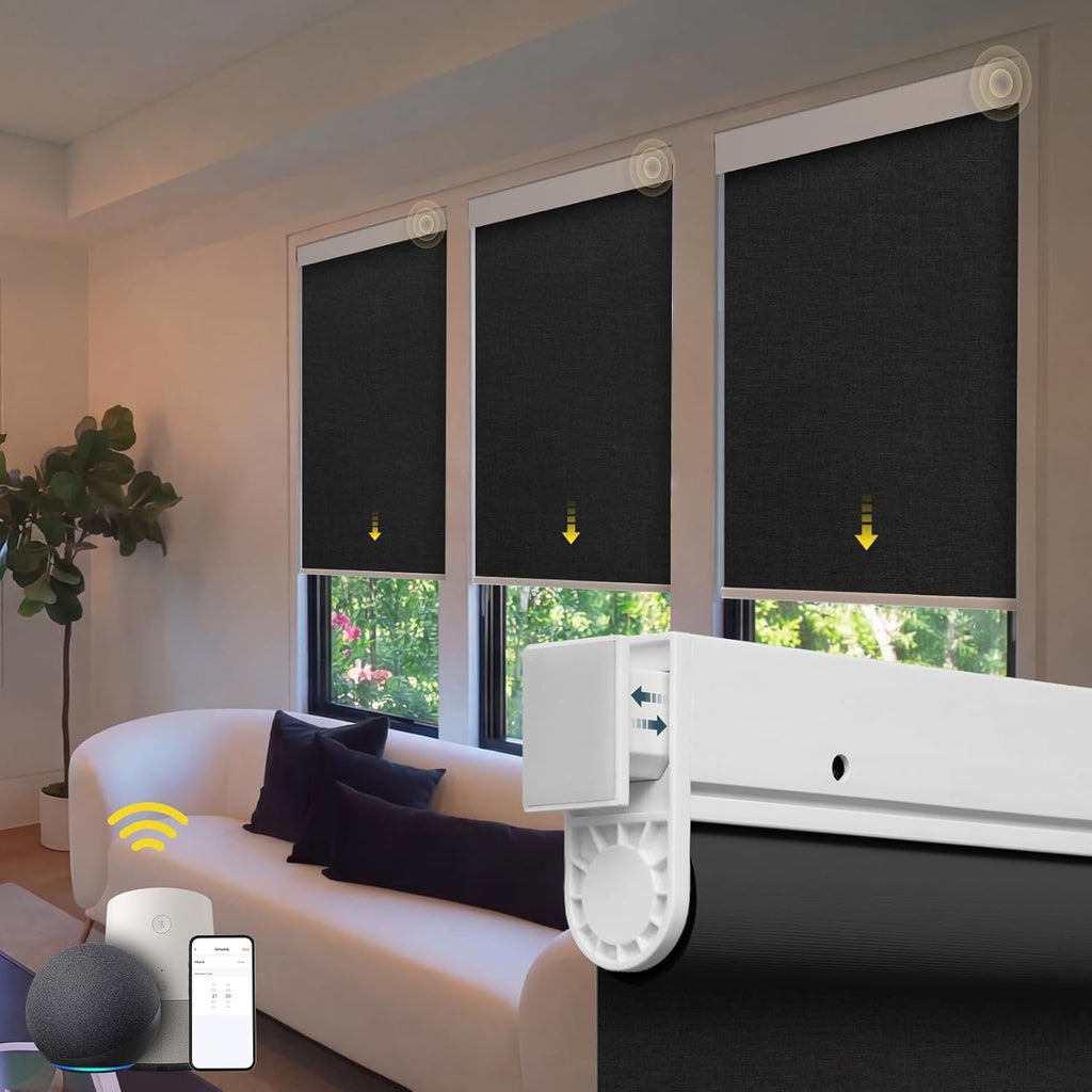 Motorized Blinds No Drill Automatic Blinds for Windows Cordless Roller Shades Electric Blinds with Remote Control
