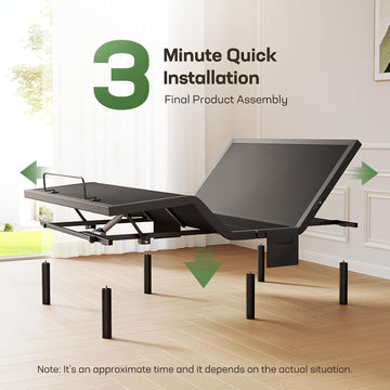MS01 Queen Adjustable Bed Base Frame, 4 Ports USB A&C Adjustable Bed Base with Under-Bed Nightlight, 3 Minutes Fast
