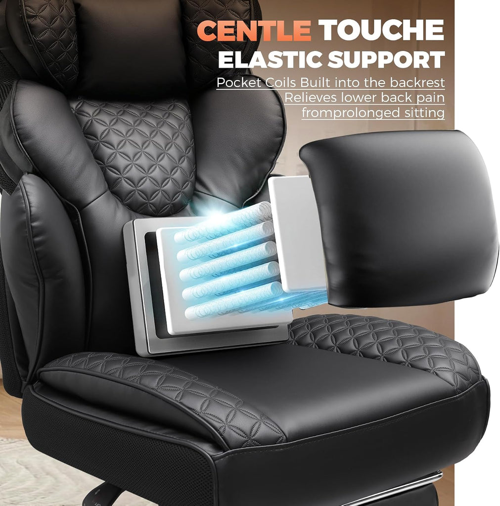 Big and Tall Office Chair with Upgrade Footrest, Heavy Duty Gaming Chair High Back Executive Chair with Spring Lumbar