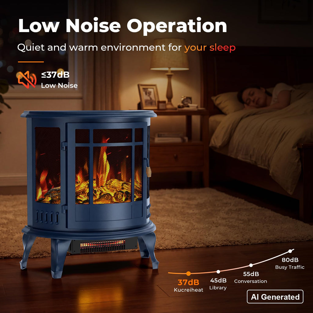 25" Electric Fireplace Heater, 1500W Freestanding Electric Fireplace Stove