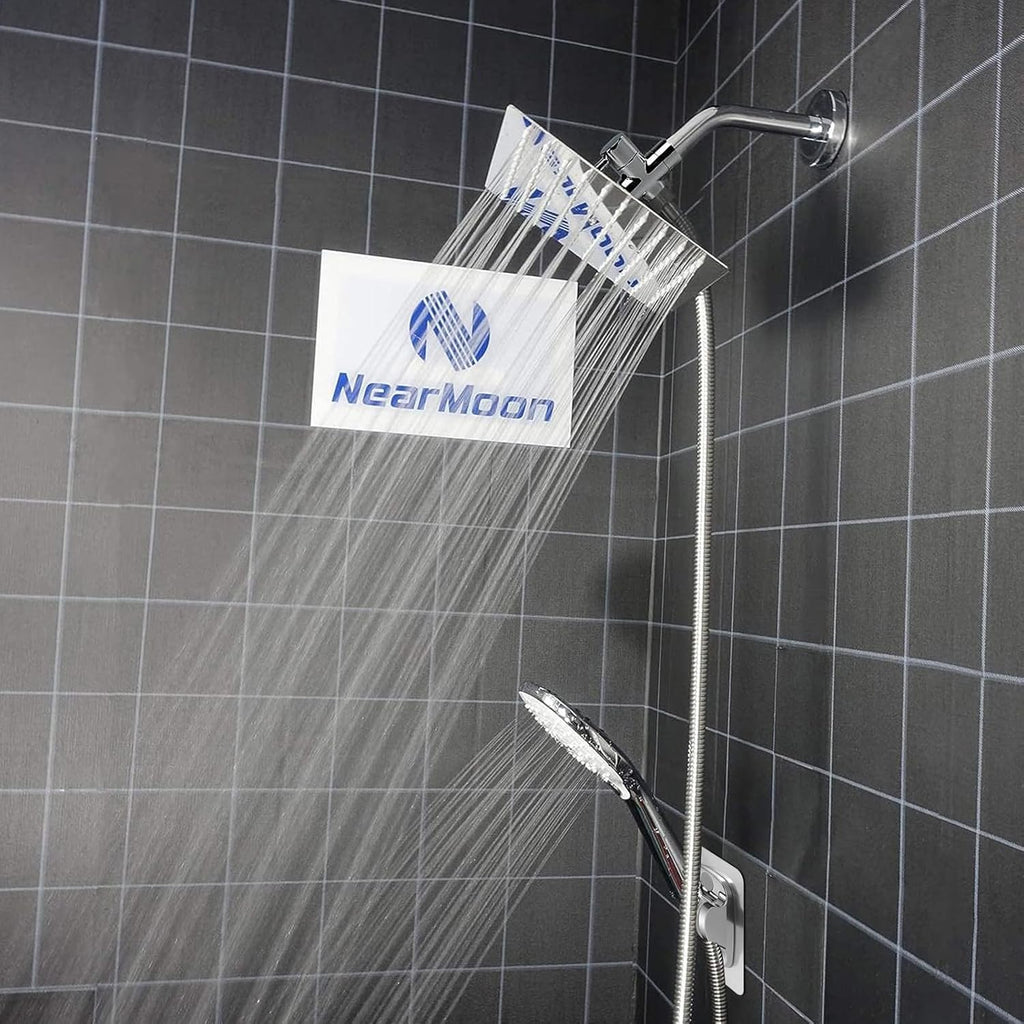 Shower Head with Hose, High Pressure Stainless Steel Rain Shower and 3 Settings Handheld Spray Combo with Push Button