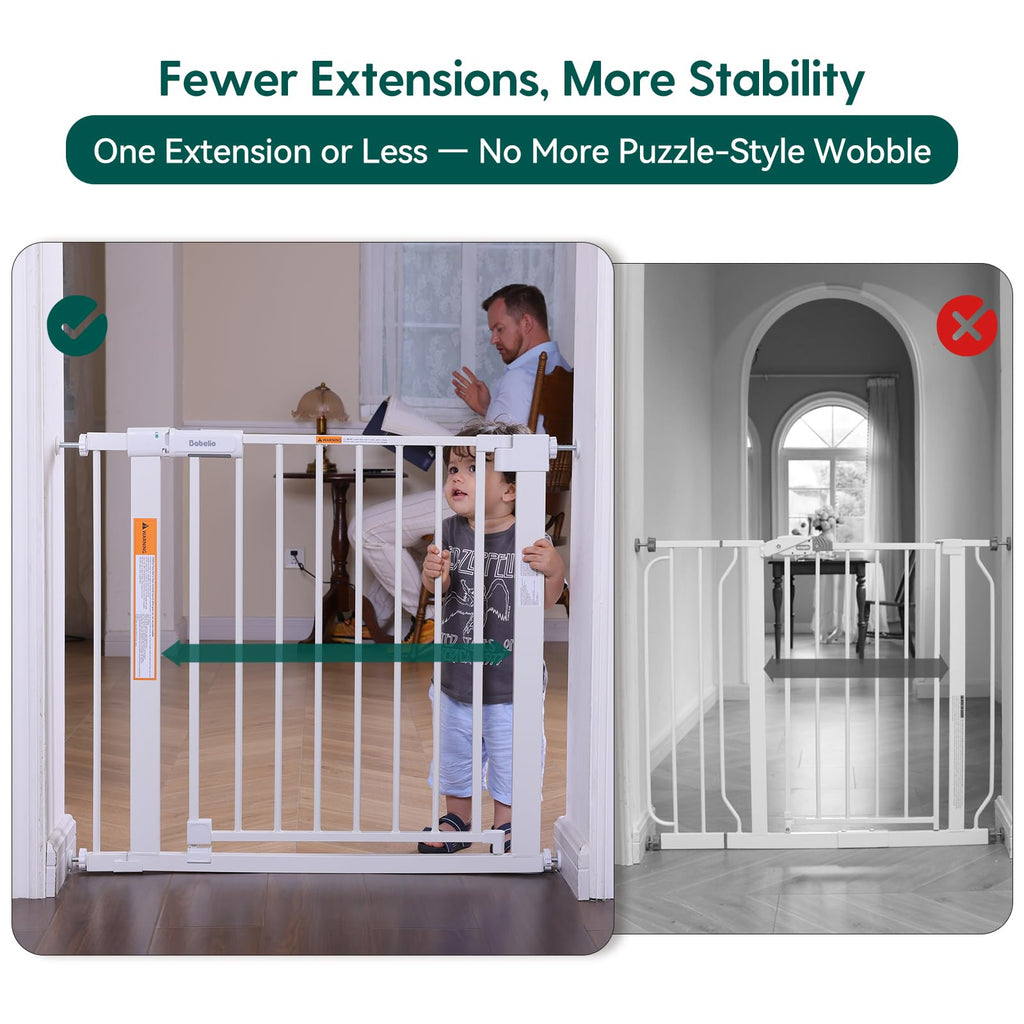 31-46" Baby Gate for Stairs, with Wide Door
