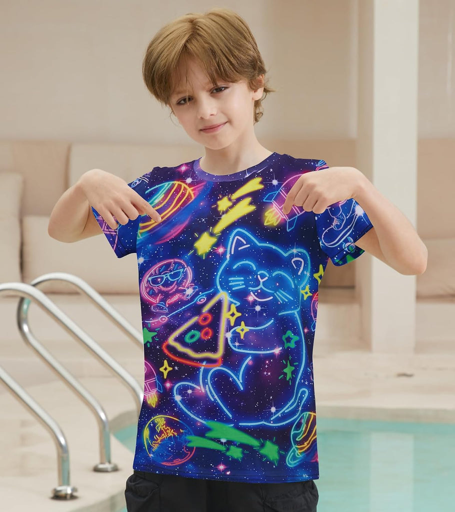 Kids Funny Graphic Polyester Colorful T Shirt for Boys Girls