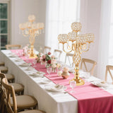 5-Arm Crystal Candelabra Centerpiece 23.2" Tall - Elegant Candle Holder Stand with Crystal Bowl, Chic Table Decor for