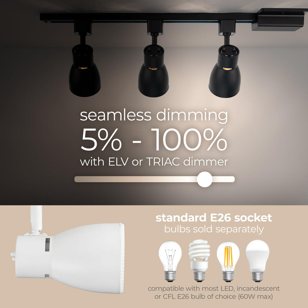 Luma Collection 3-Light 48in Field Cuttable LED Track Lighting Kit with 3 E26 Base Socket (Lamp Sold Separately)