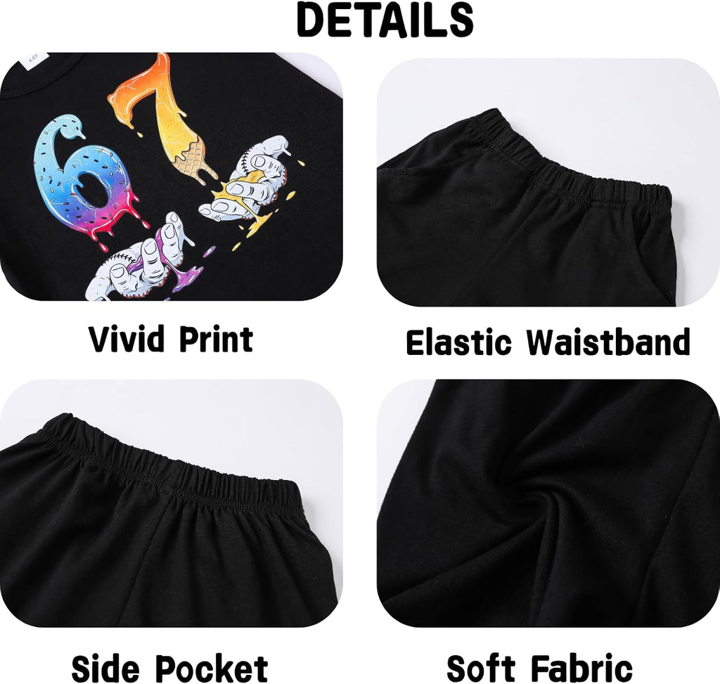Toddler Boy Clothes Summer Outfit 2 Pieces Set Graphic T-Shirt Top + Shorts Clothing Set, Years