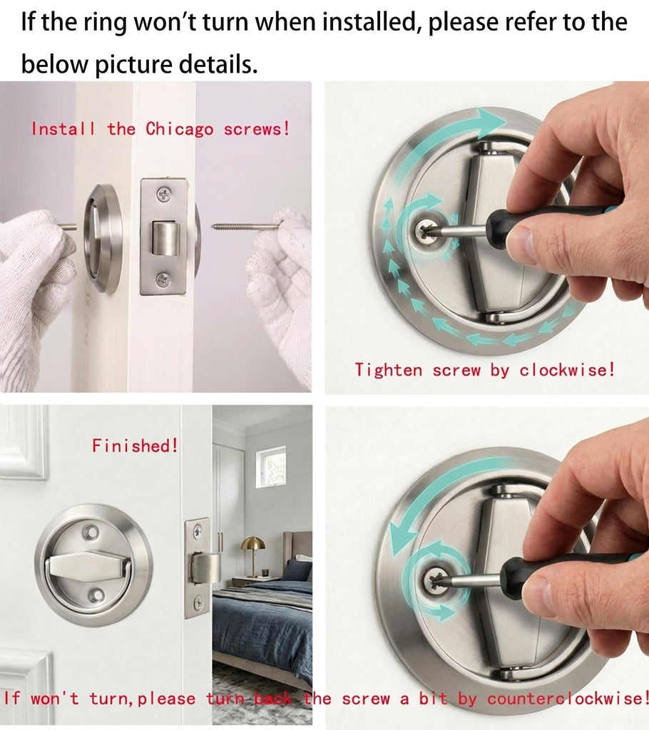 304 Stainless Steel Round Hidden Recessed Cup Door Knob, Doorknobs, Flush Door Knobs, Flat Door Knob, Flat Passage