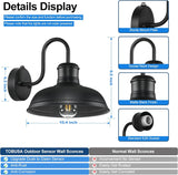 2-Pack Dusk to Dawn Outdoor Wall Sconces, Exterior Farmhouse Gooseneck Barn Light