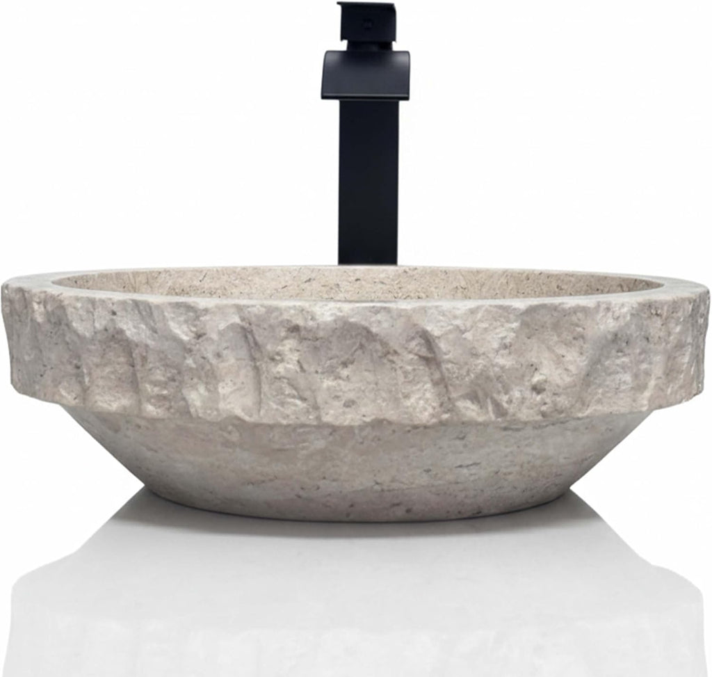 Shades of Nature Travertine Bathroom Sink - Modern Above Counter Bathroom Vessel Sink