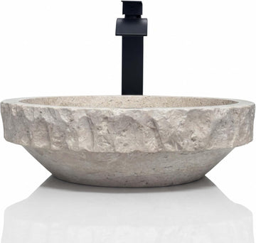 Shades of Nature Travertine Bathroom Sink - Modern Above Counter Bathroom Vessel Sink