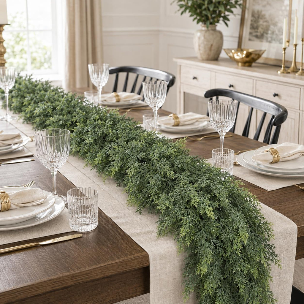 9FT Christmas Cedar Garland Real Touch Greenery for Mantle Decor