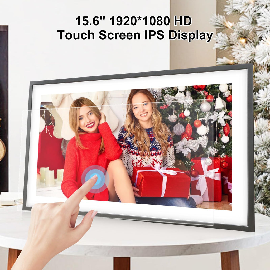 Frameo Digital Picture Frame WiFi 15.6 Inch Large Digital Photo Frame, 32GB, 1920 * 1080 IPS HD Touch Screen