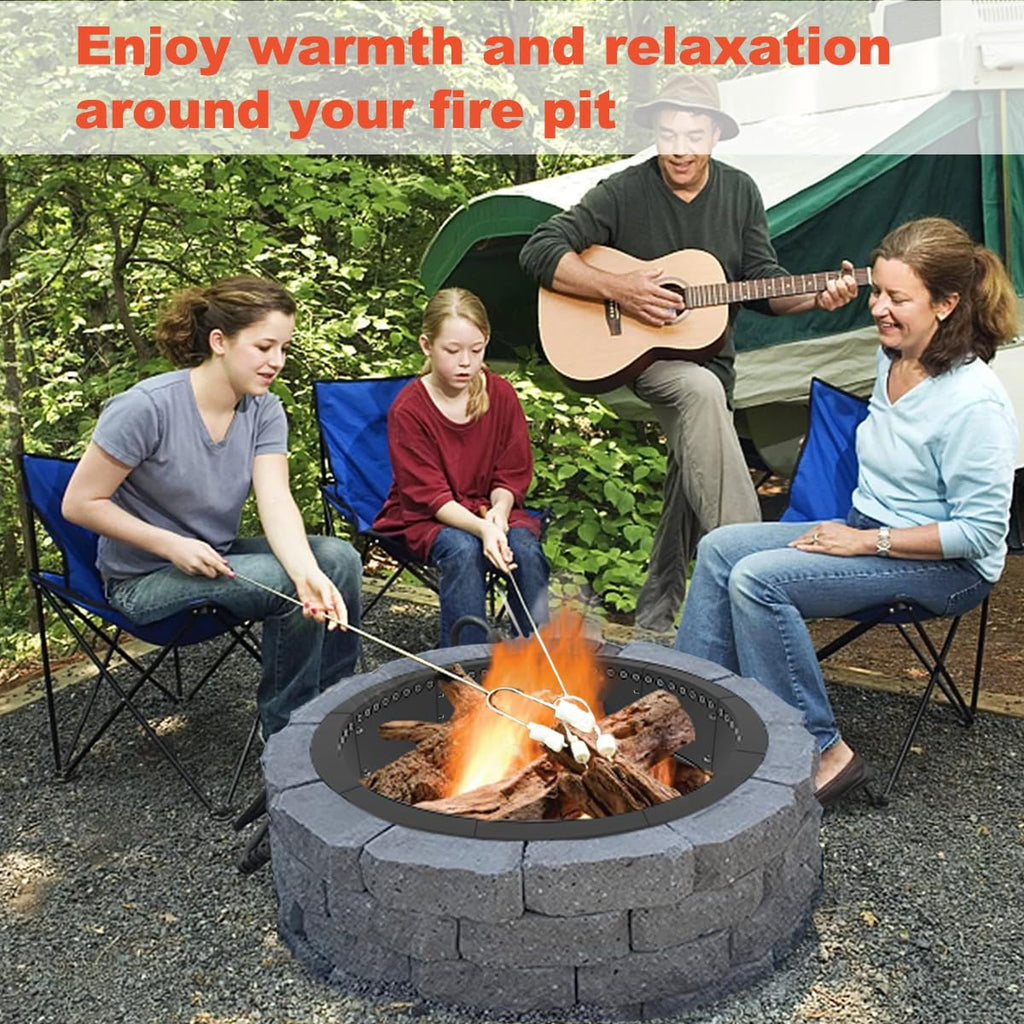 Outdoor Smokeless Fire Pit Ring Liner 43-Inch Outer/39-Inch Inner Diameter, Heavy Duty Solid Metal Steel Round