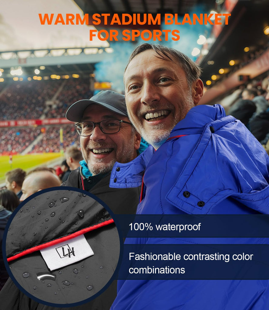 LH Puffy Camping Blanket, 79 x 54 in Wearable Stadium Blanket for 2 People
