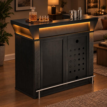 53.1" Home Bar Cabinet with Fridge Space, U-Shape Wine Cabinet