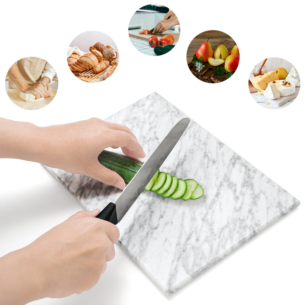 8 x 12 Inches Marble Cutting Board, Stone Cutting Board with Non-Slip Feet Countertop, Rectangular Serving Slab