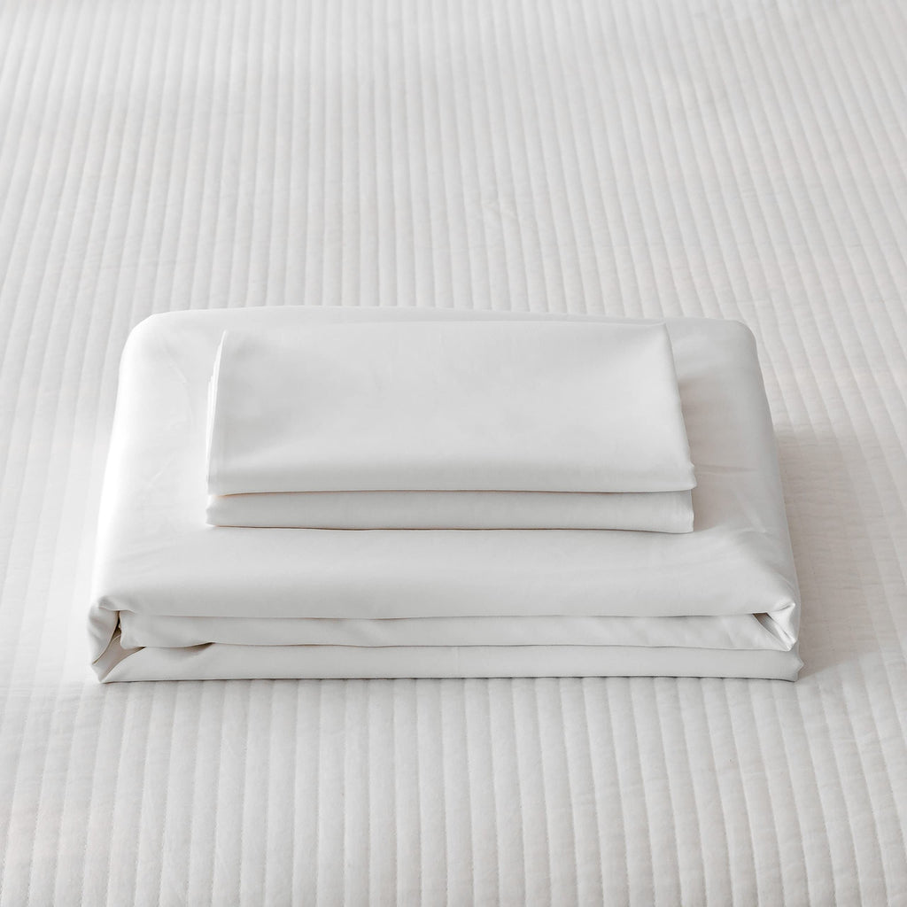 Egyptian Cotton Duvet Cover Sateen Weave, Silky Soft and Breathable Bedding Set with Zipper Closure, Long