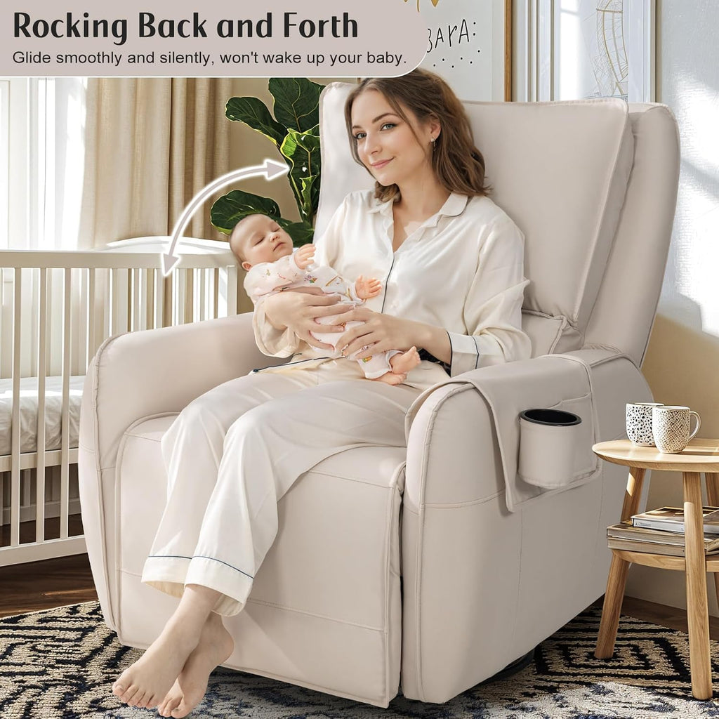 Power Recliner Gliders, Electric Swivel Rocker Recliner Chair, Comfy Upholstered Living Room Reclining Rocking