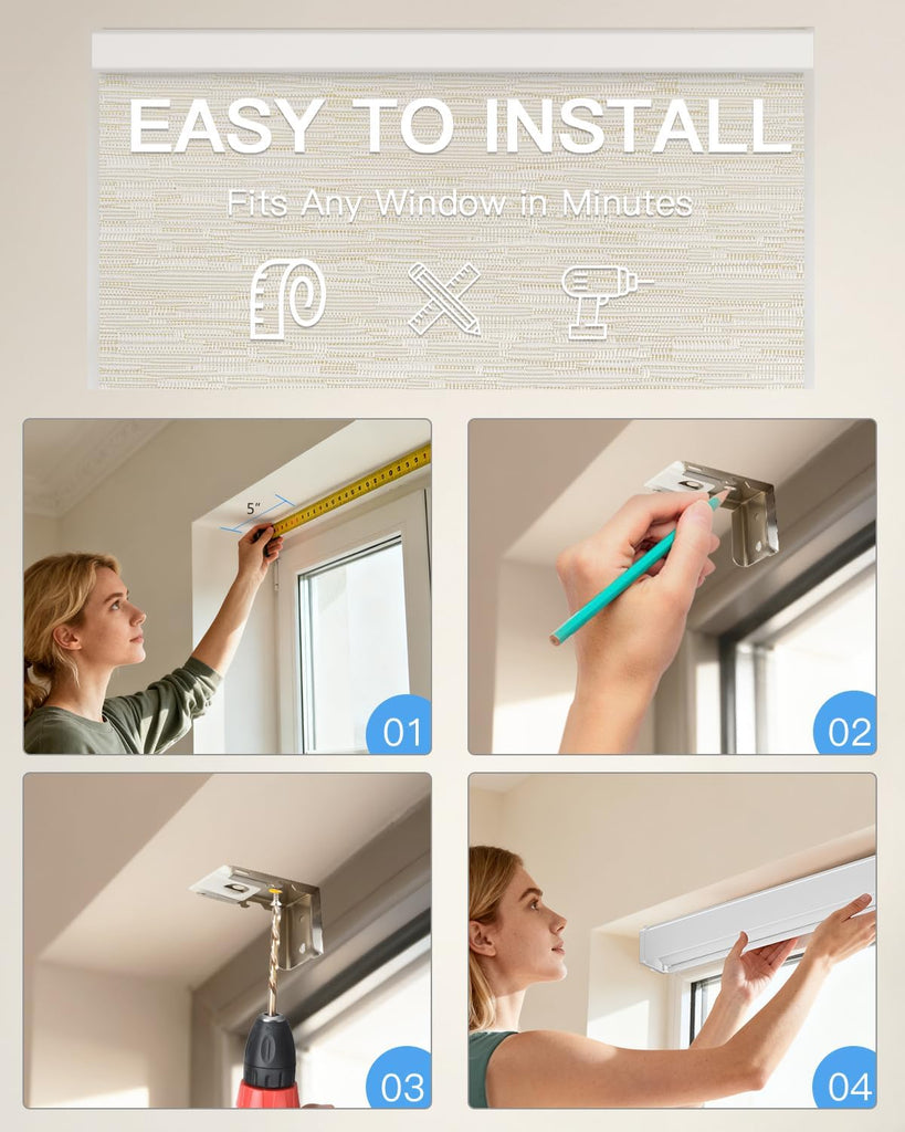 Motorized Roller Shade with Remote Control, Blackout Electric Shade for Windows Compatible with Alexa Google via Hub