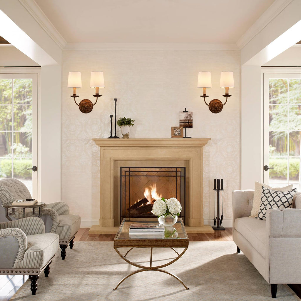 Fabric Wall Sconces Antique Brushed Brass Wall Lights with Melted Candle Classic Mid Century Wall Lamp