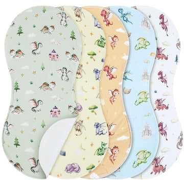 5 Pack Watercolor Dragon Baby Burp Cloths for Newborns 19"x9"