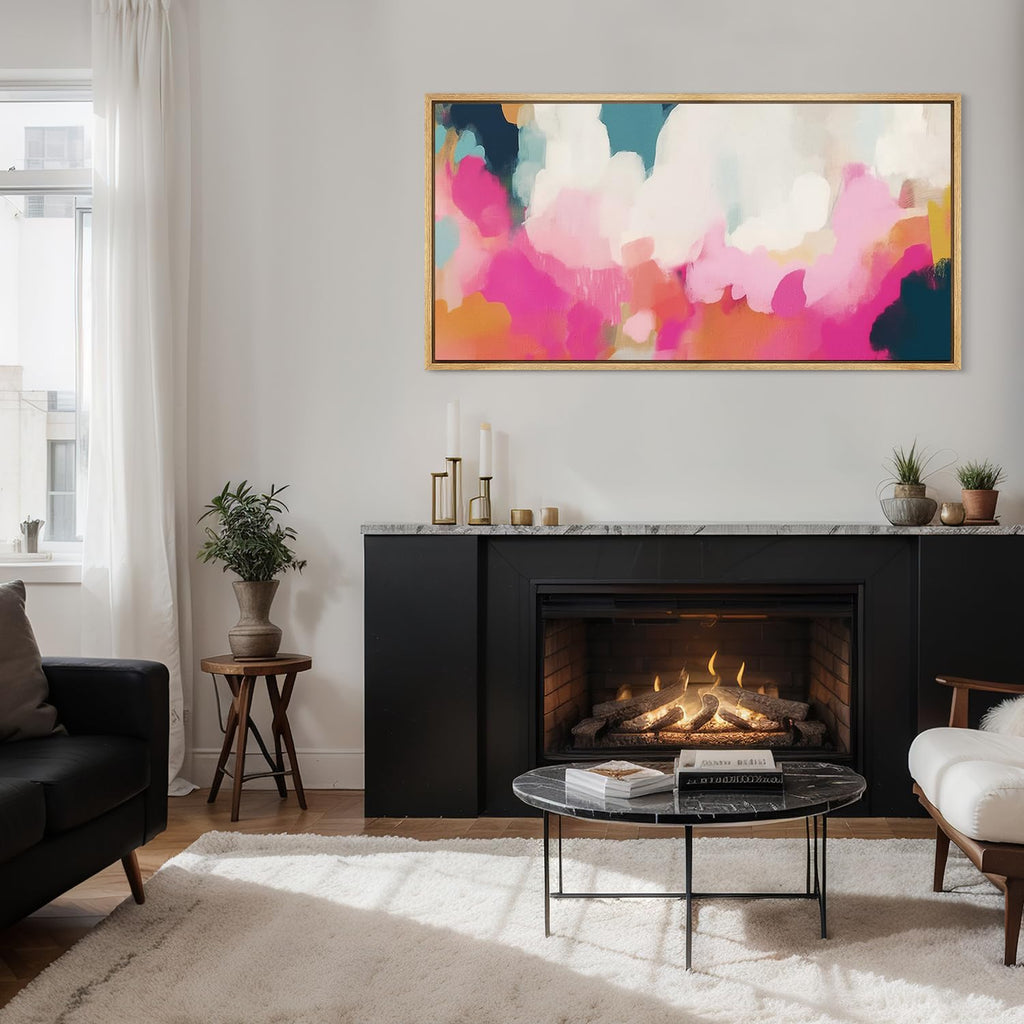 Extra Large Framed Canvas Print Wall Abstract Pastel Clouds Colorful Skyline Antique Retro Fine Illustrations