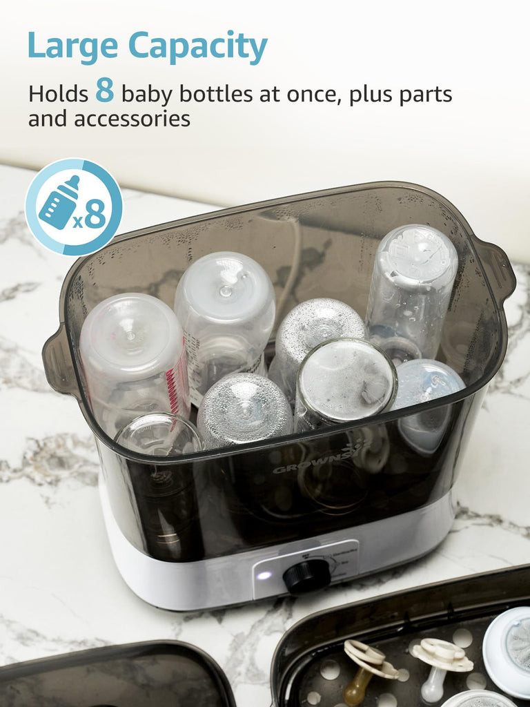 Multi-Function Large Capacity Baby Bottle Sterilizer and Dryer, Grey