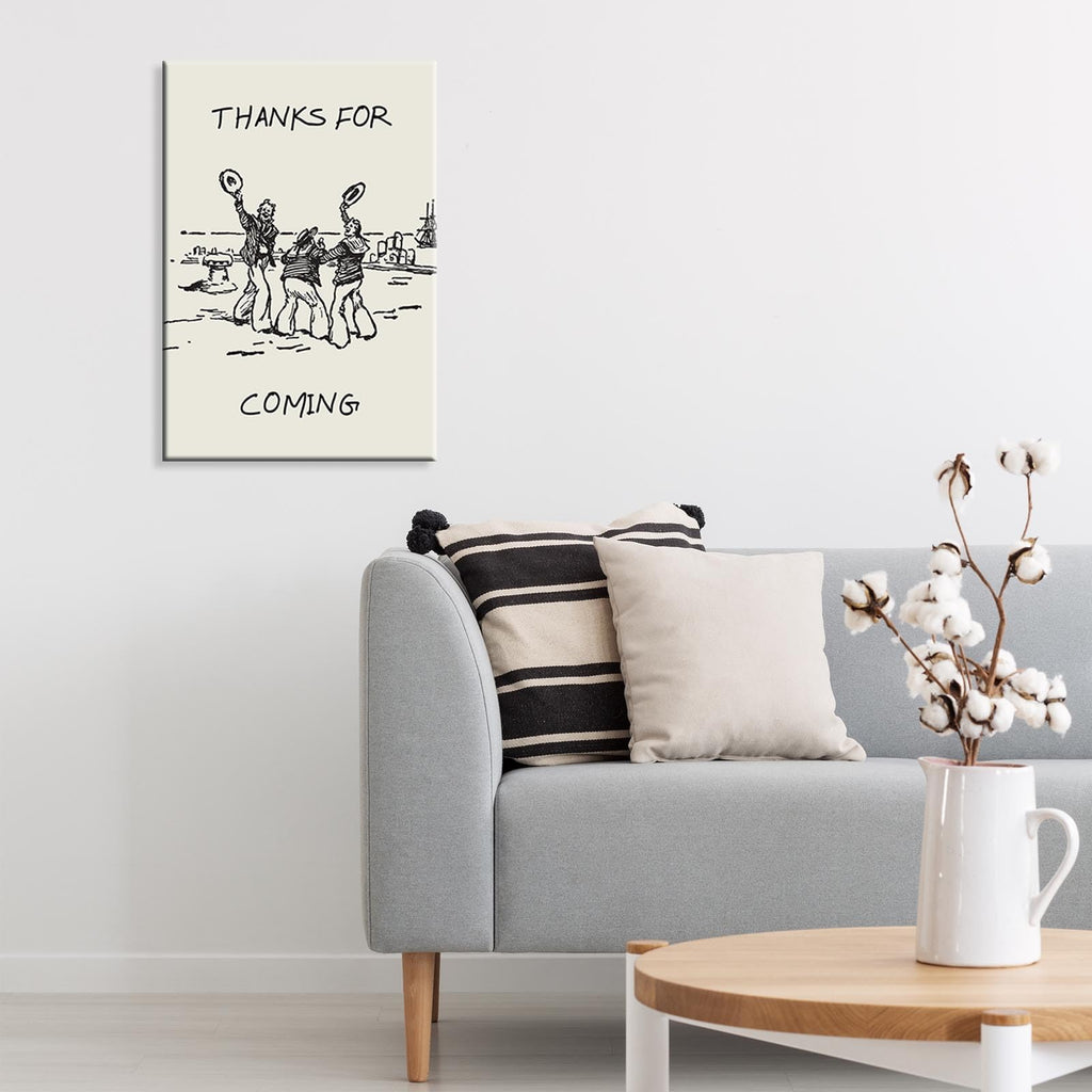 Black White Funny Nautical Room Aesthetic Poster, Vintage Thanks for Coming Canvas Wall Art, Trendy Sailor Men