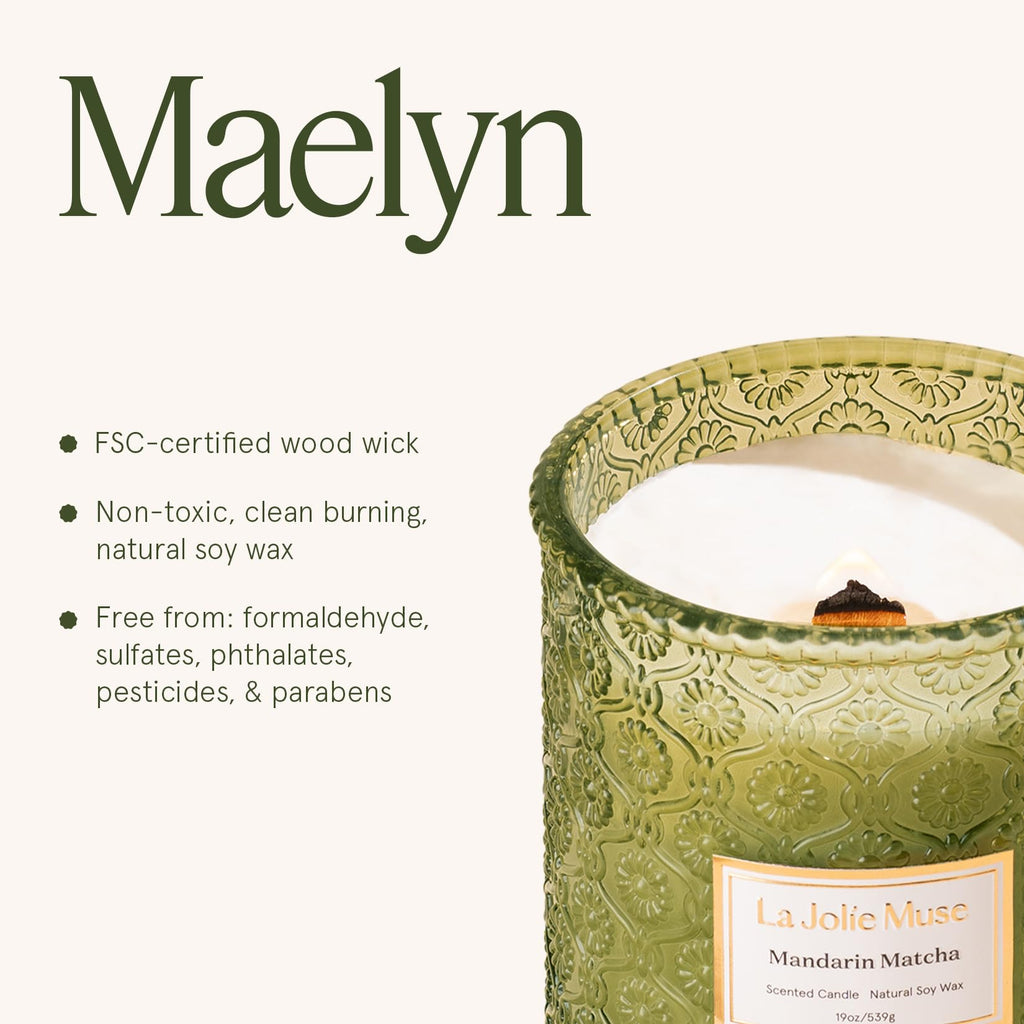Mandarin Matcha Scented Candle, 19 oz Natural Soy Wax