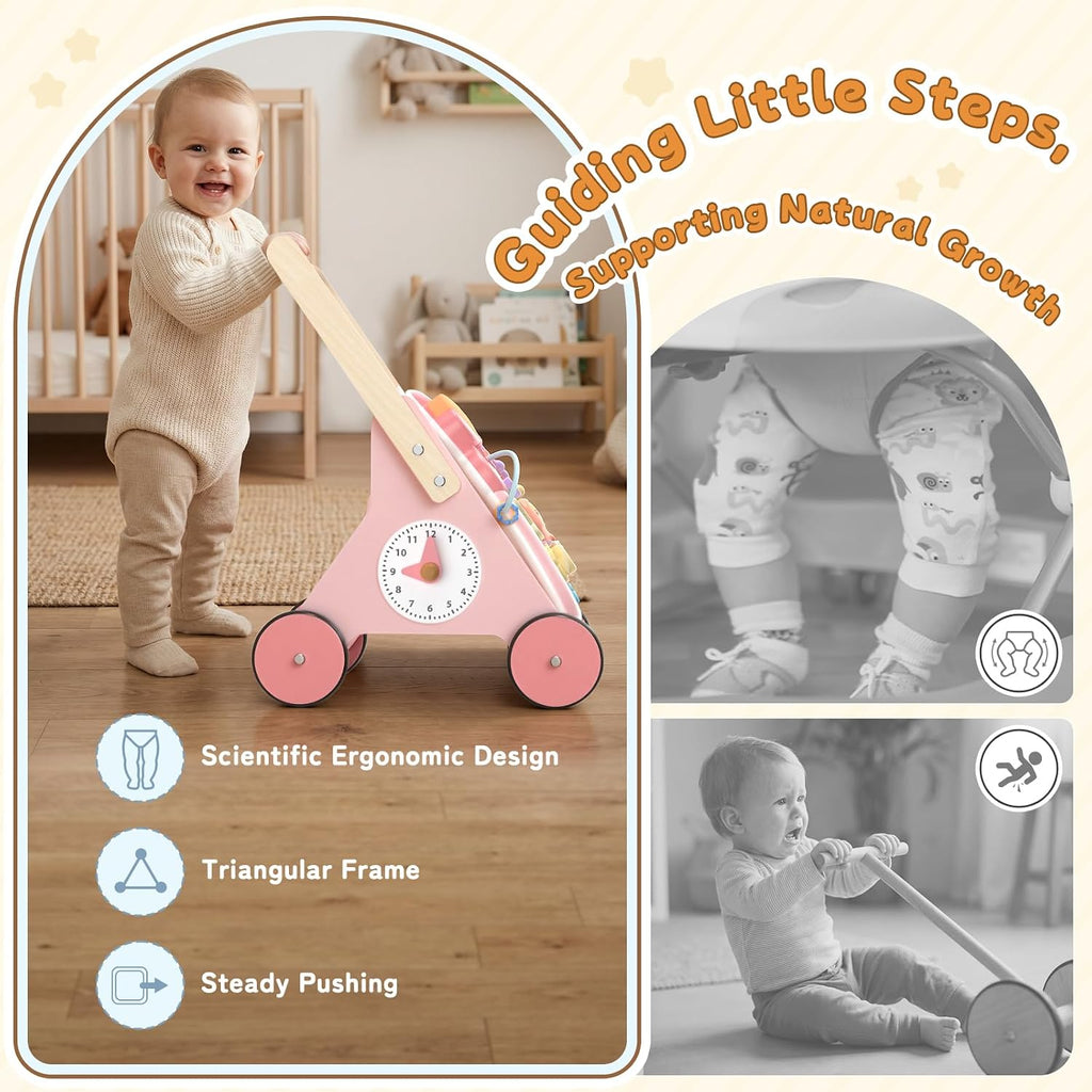 Wooden Baby Push Walker Toys for 1 Year Old Toddlers Montessori Gift