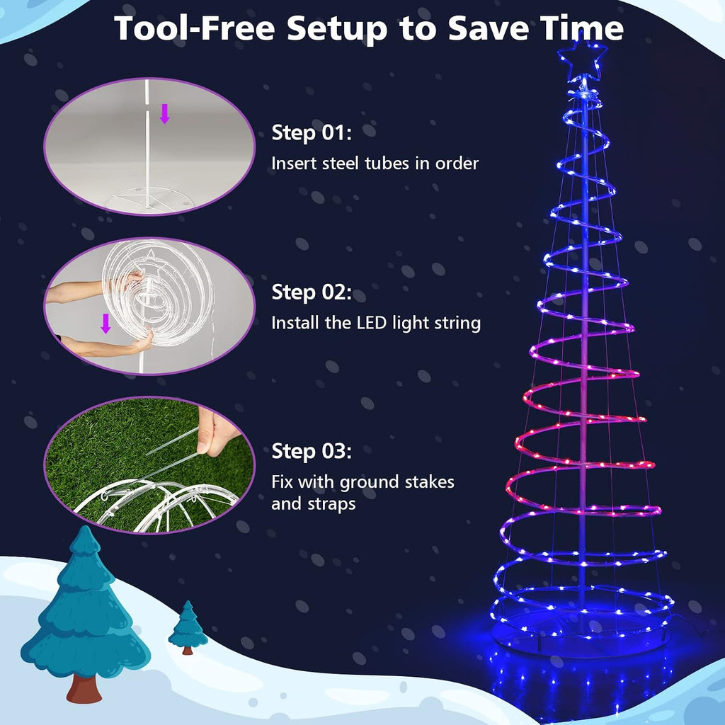 6 FT Lighted Spiral Christmas Tree with 135 LED Lights