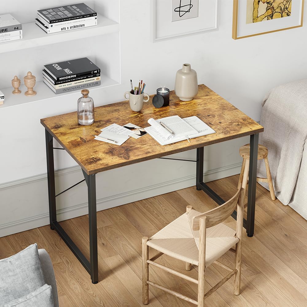 Computer Desk, 32 inch Small Home Office Desk for Small Spaces, Modern Simple Style, Study, Writing, Deep Brown