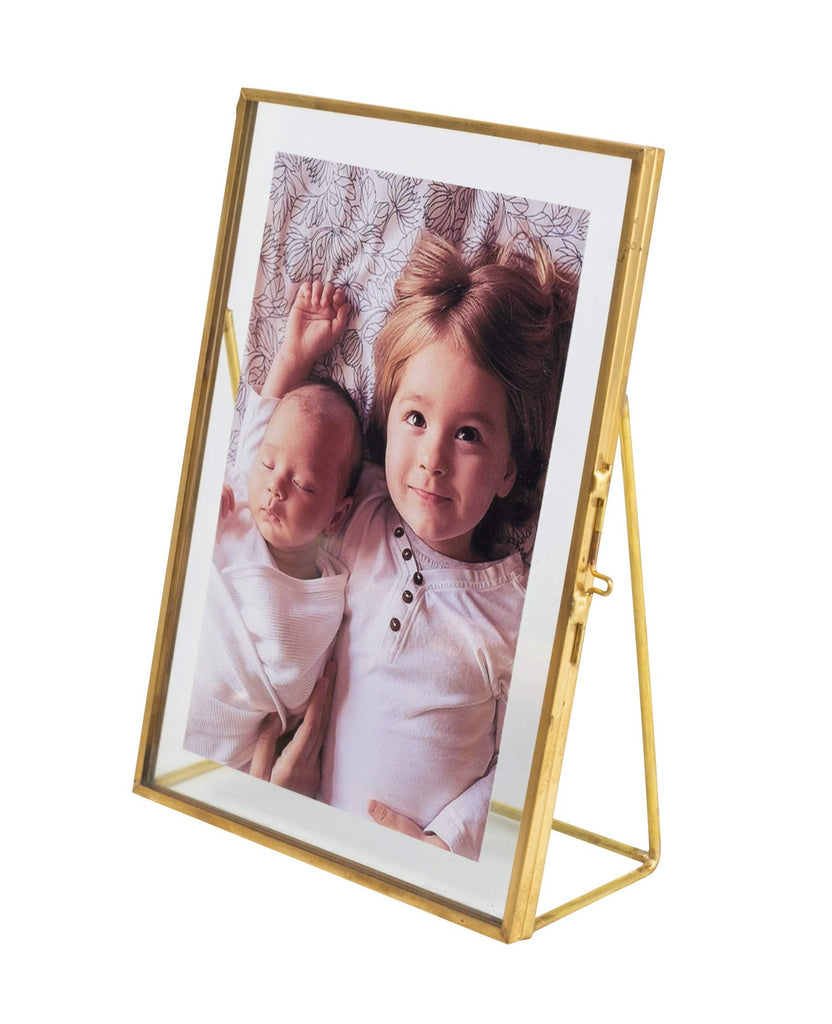 5x7 Gold Photo Frame Vintage Style Antique Gold Standing Picture Frames with Pressed Glass, Brass (5 x 7)