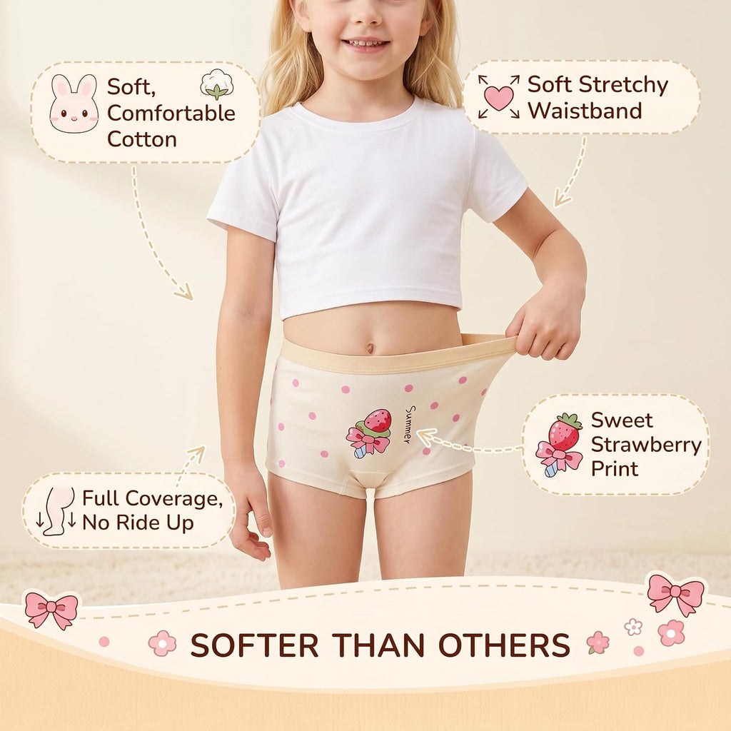 Girls Underwear Soft Breathable Cotton Panties with 12 Packs Toddler Panties Boyshorts