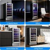 Wine Fridge 15" Wine Cooler Under Counter Beverage Refrigerator Beer Mini Fridge