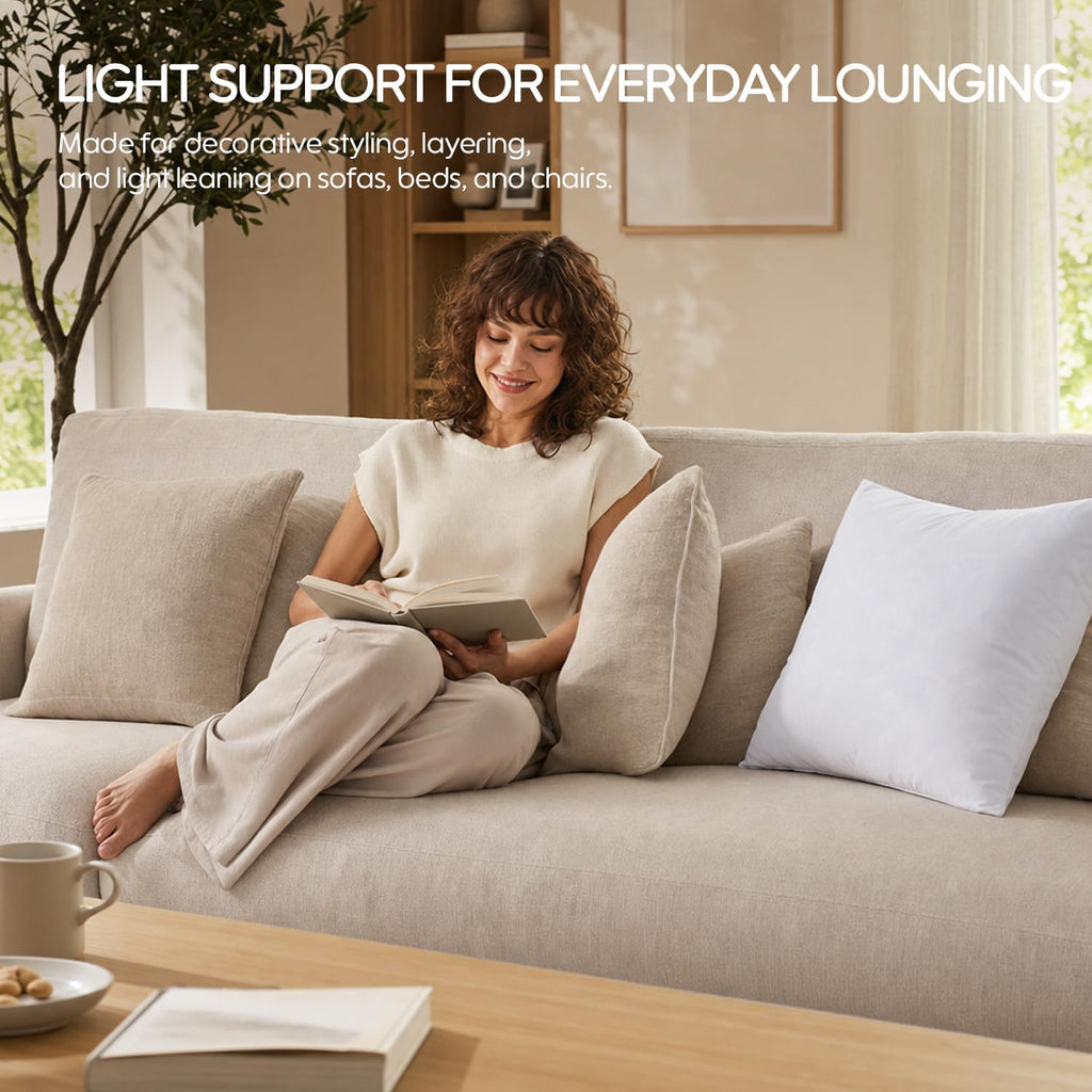 22x22 Feather Throw Pillow Insert, Decorative Pillow Insert for Covers, Fuller Fit with Soft Support for Bed and Couch