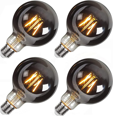 G95 LED Globe Light Bulbs, 2700K Warm White Globe Led Edison Bulb, 40W Equivalent, E26 Base, 75LM/W, Smoky Grey Glass