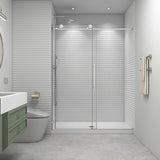 55"- 60" W x 76" H Soft Closing Sliding Frameless Shower Doors, Nano Explosion-Proof Film Shower Glass Door