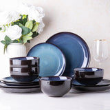 Ceramic Dinnerware Sets for 4,Stoneware Coupe Plates and Bowls Sets,Highly Chip and Crack Resistant | Dishwasher &