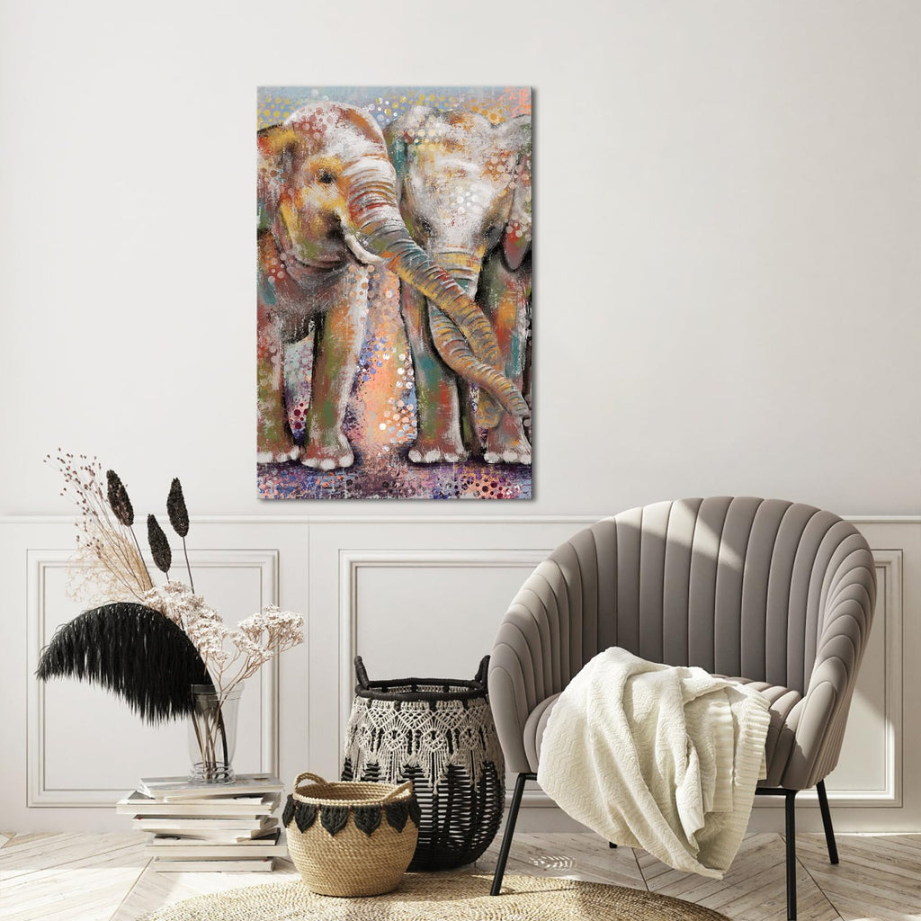 Elephant Painting Canvas Wall Art Boho Paisley Pictures Artwork Vintage Home Living Room Bedroom Framed Ready to Hang