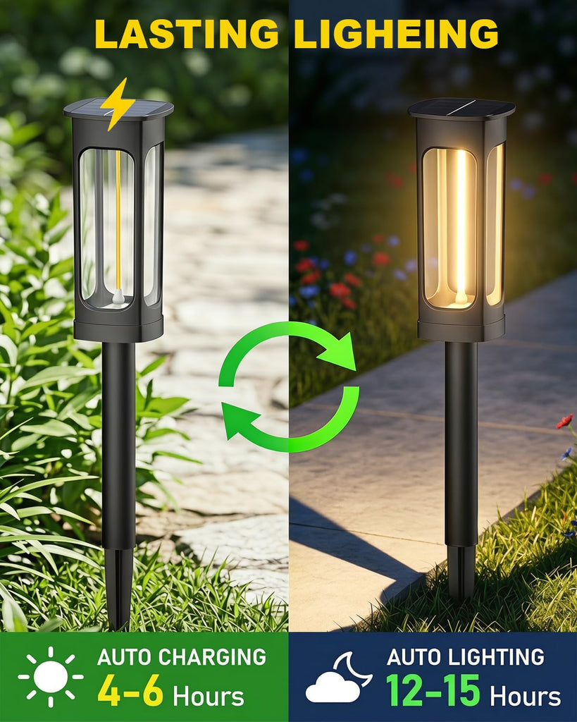 2026 Solar Lights Outdoor, 6 Pack Solar Pathway Lights Auto On/Off Waterproof Garden Landscape Lighting for Path