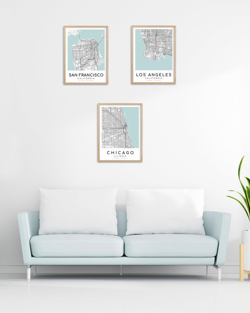 San Francisco Map Framed Wall, Minimalist Canvas Print, 12x16