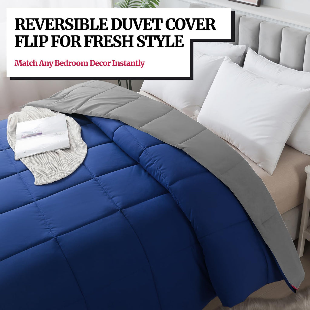 Down Alternative Bedding Comforter Queen Size - All-Season Soft Reversible Microfiber Bedding Comforter - Lightweight