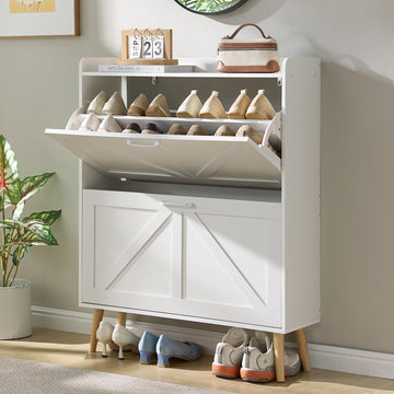 Shoe Cabinet Storage with 2 Flip Drawers