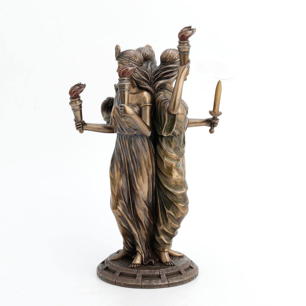 Large Bronze Finish Greek Goddess Hecate Triple Goddess Statue Figurine