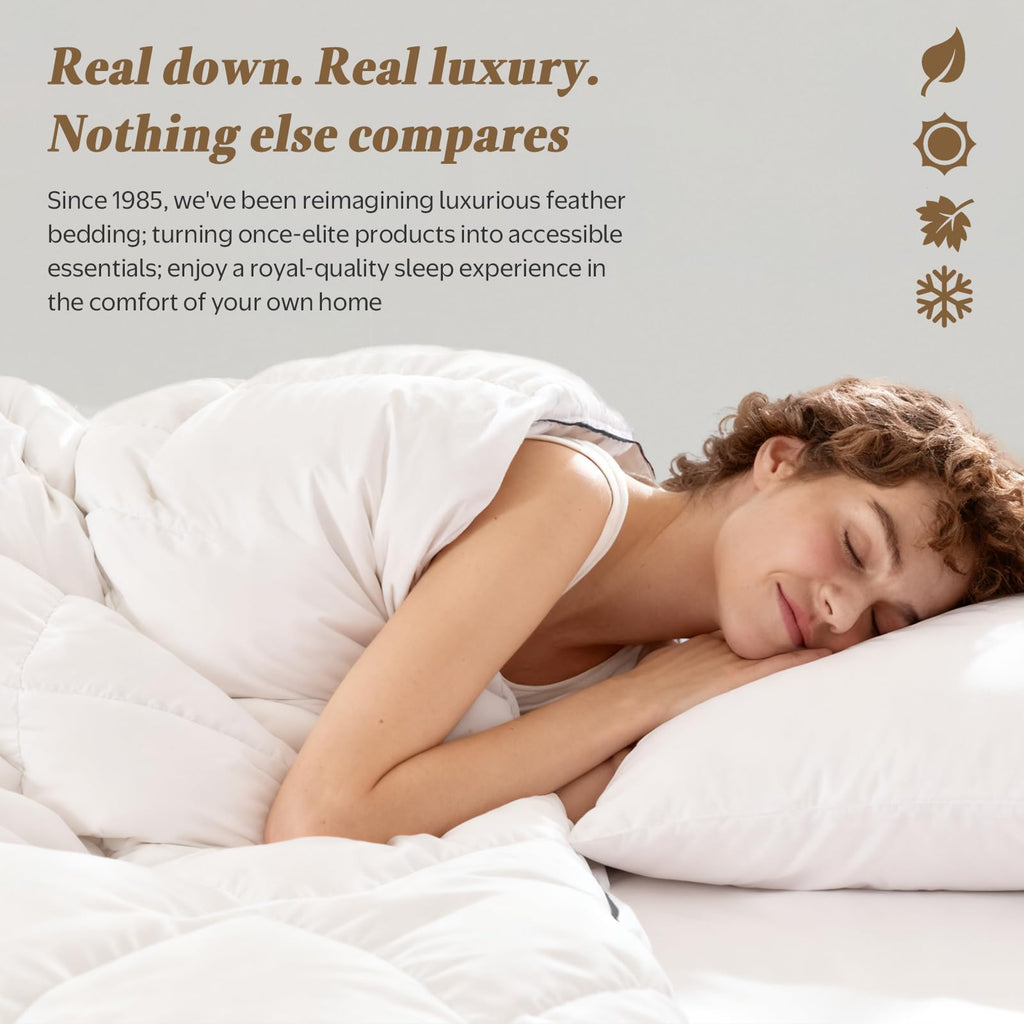 Feather Down Fiber Comforter/Duvet Insert, Super King 120x120, Heavy