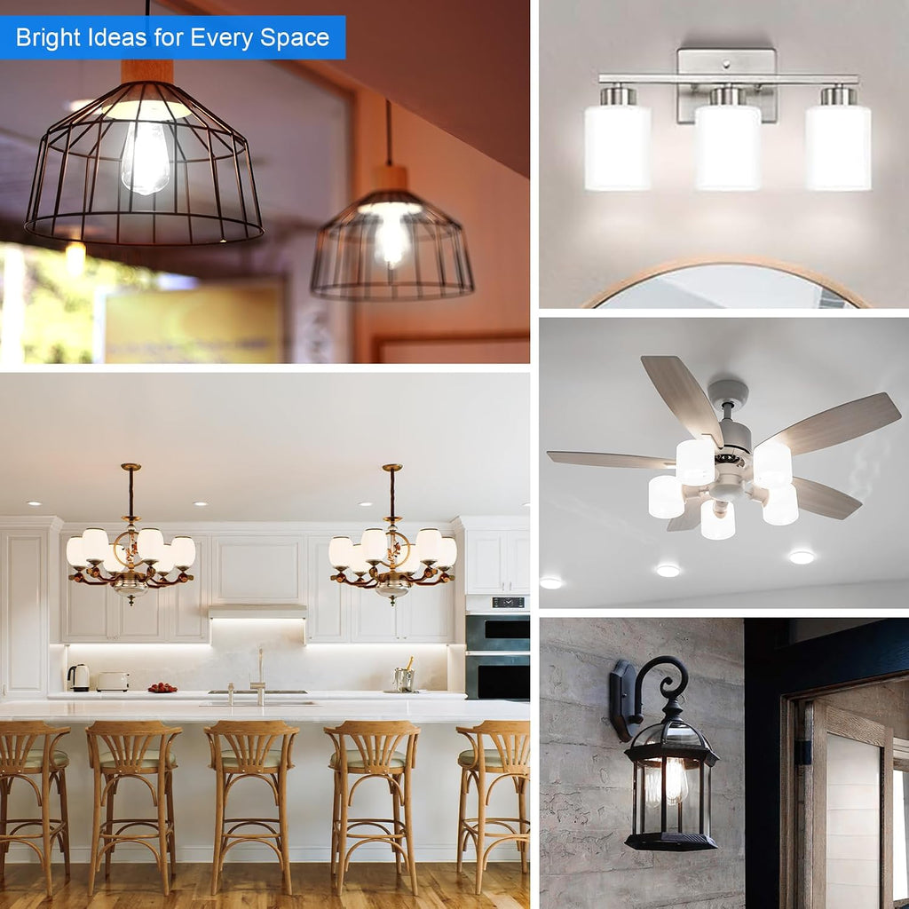 E26 LED Edison Bulbs: 6-Pack 8W Equivalent 80W Dimmable LED Bulbs - Vintage ST58 5000k Daylight White - 800 Lumens