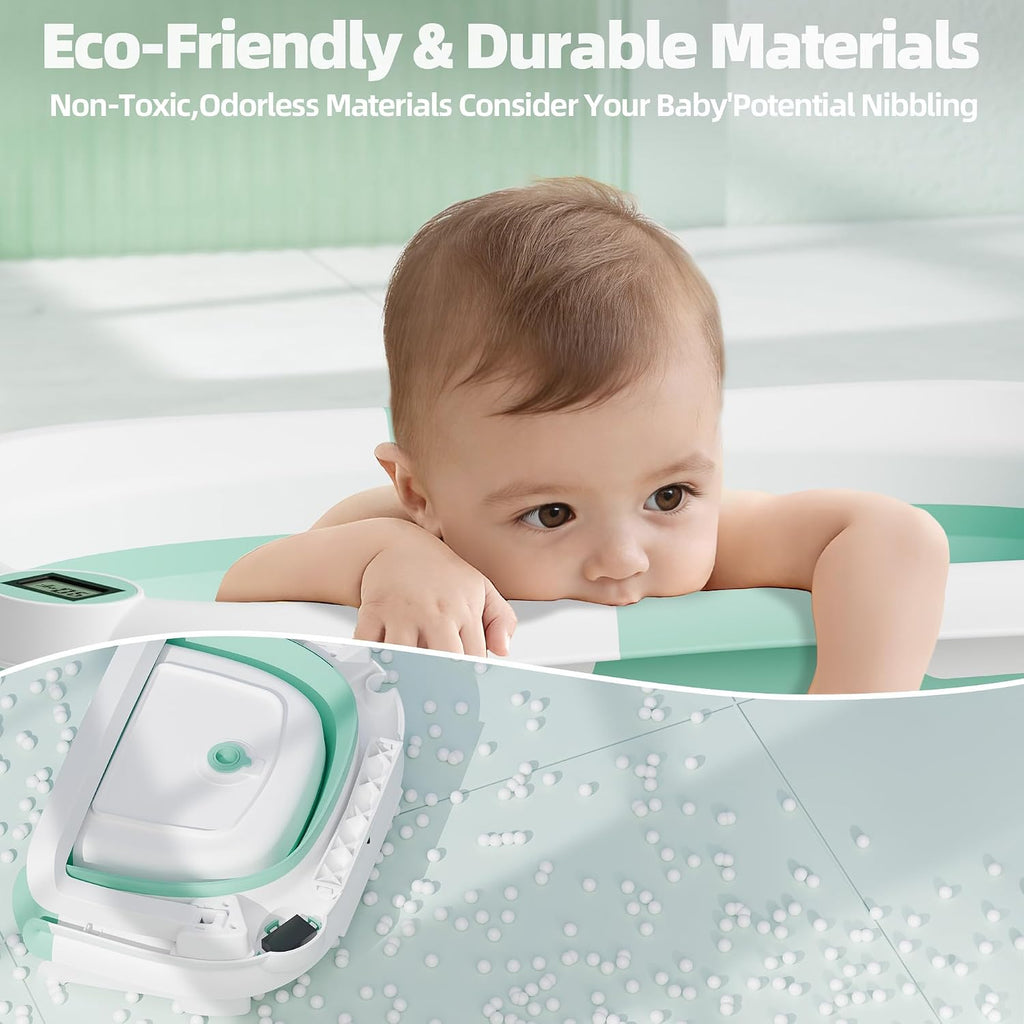 Collapsible Baby Bathtub with Thermometer, 0-36 Months, Turquoise