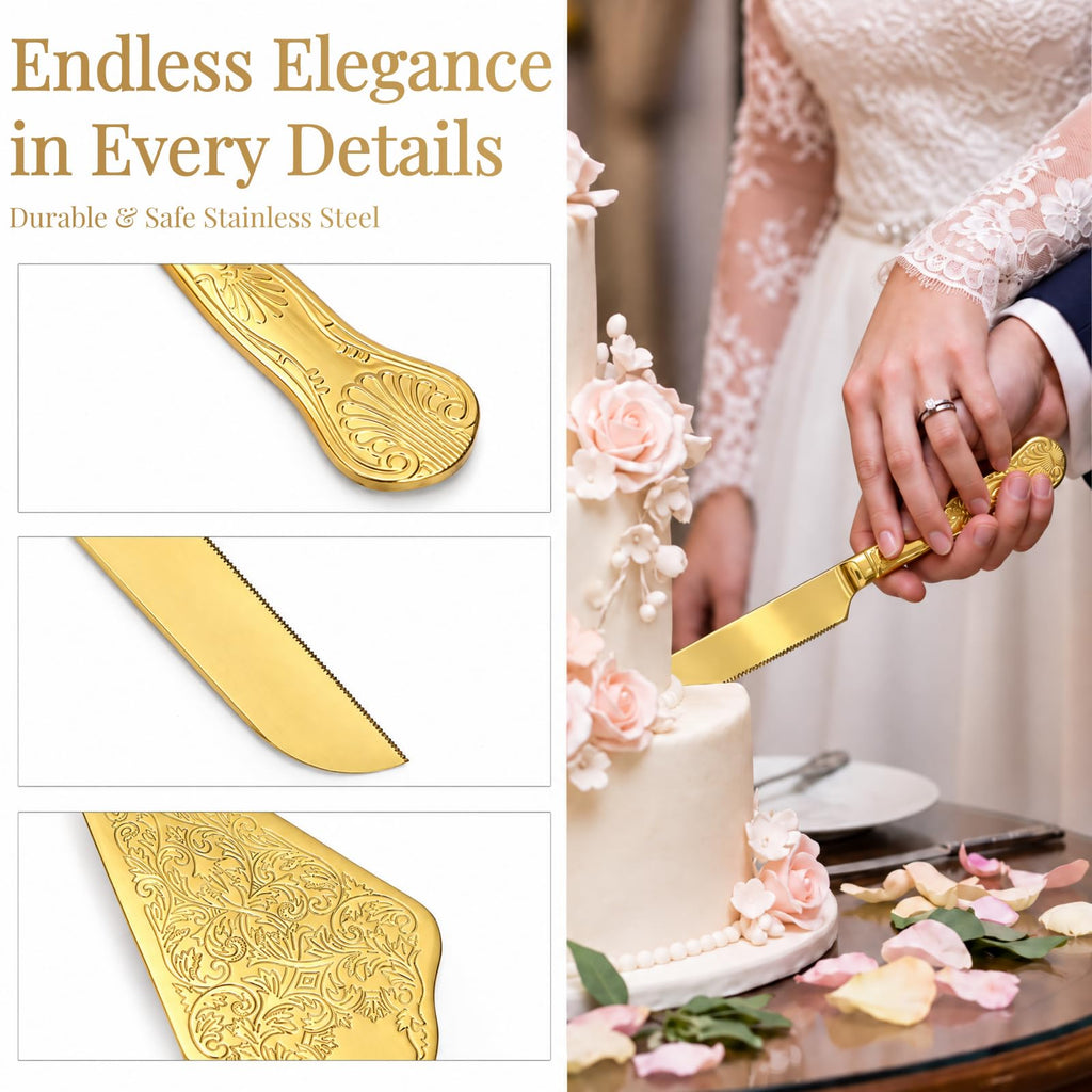 Wedding Cake Cutting Set, Stainless Steel Cake Knife and Server