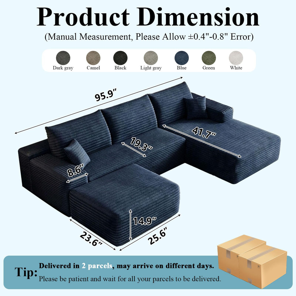 Boneless Cloud Sectional Couch Modular Sofa with Ottoman
